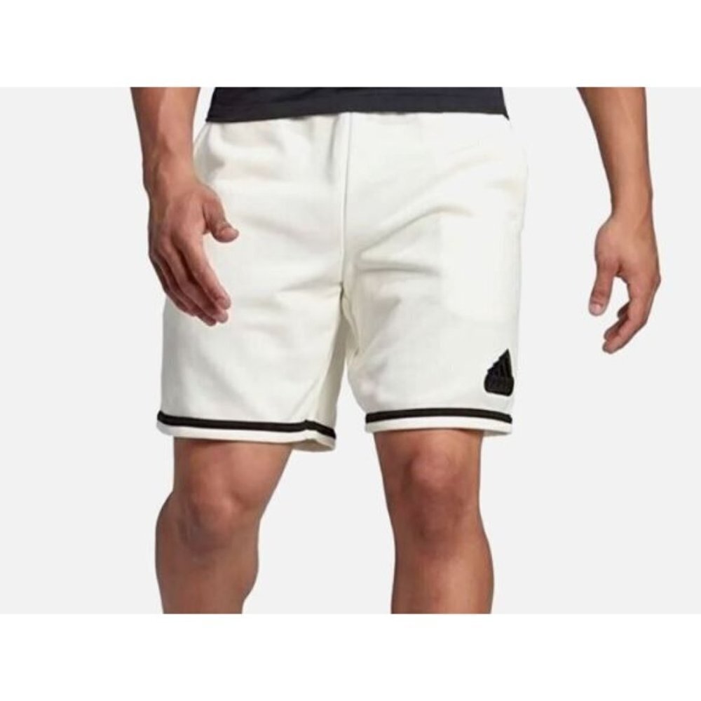 NEW! Adidas U Sho French Terry White Pull on Logo Shorts Men's Size 2XL